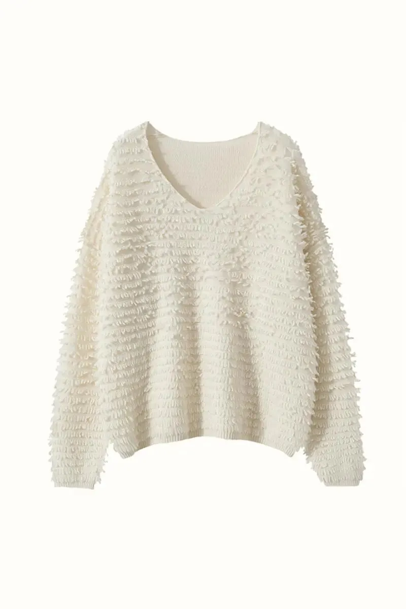 100 Cashmere Chunky Loop-Knit V-Neck Sweater