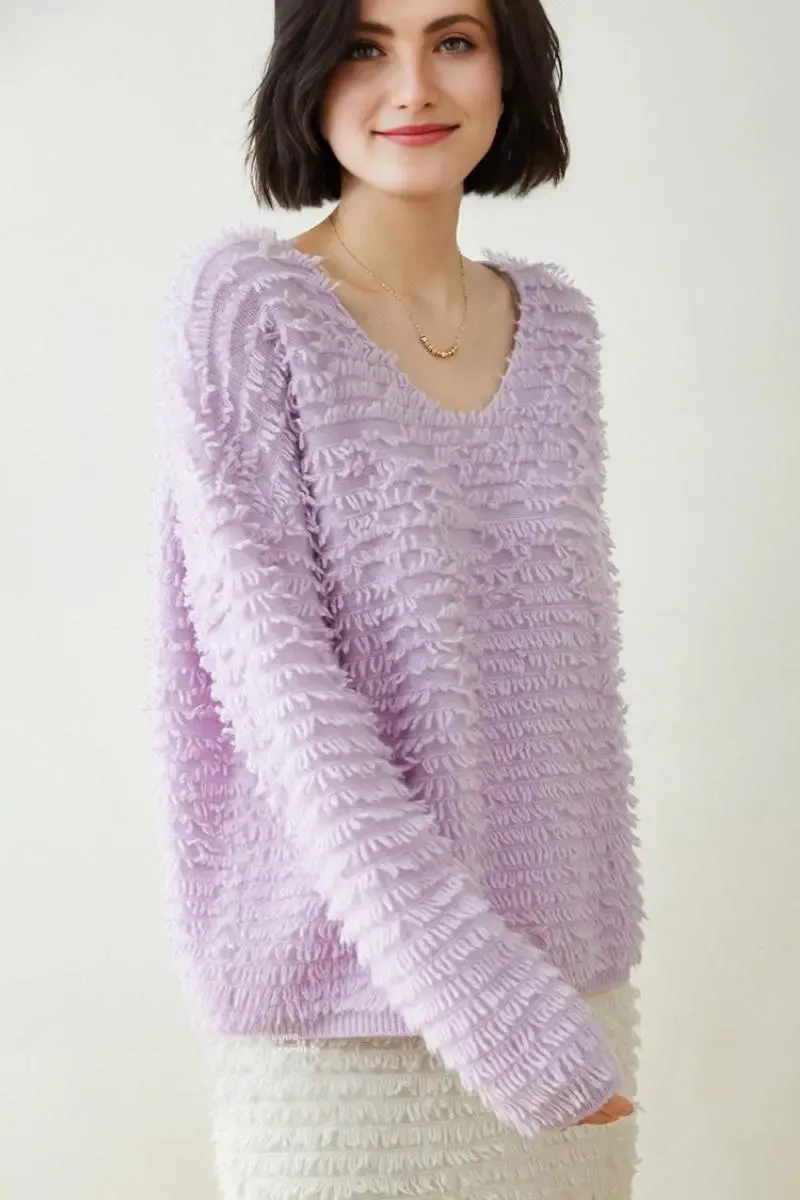 100 Cashmere Chunky Loop-Knit V-Neck Sweater