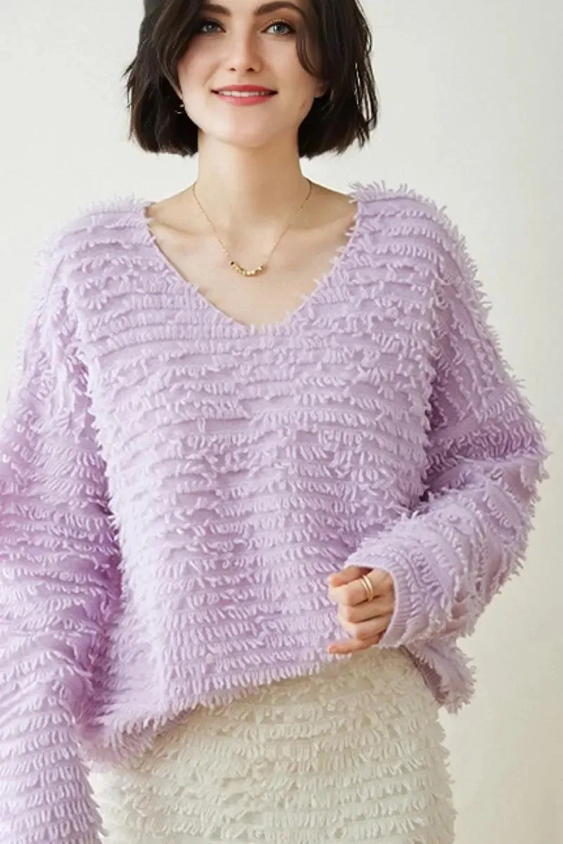 100 Cashmere Chunky Loop-Knit V-Neck Sweater