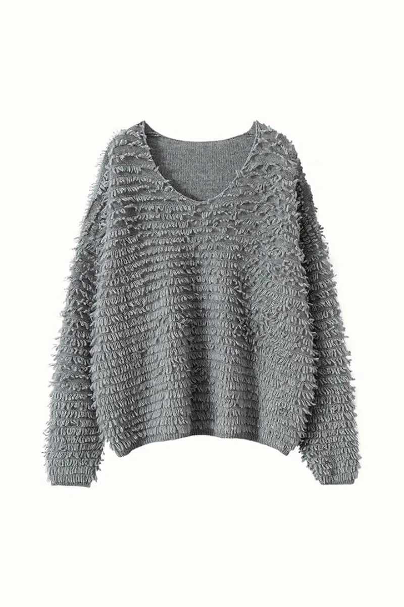 100 Cashmere Chunky Loop-Knit V-Neck Sweater