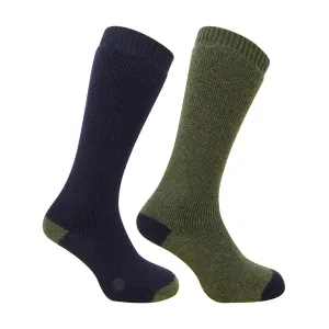 1903 Country Long Sock Twin Pack - Dark Green/Dark Navy by Hoggs of Fife