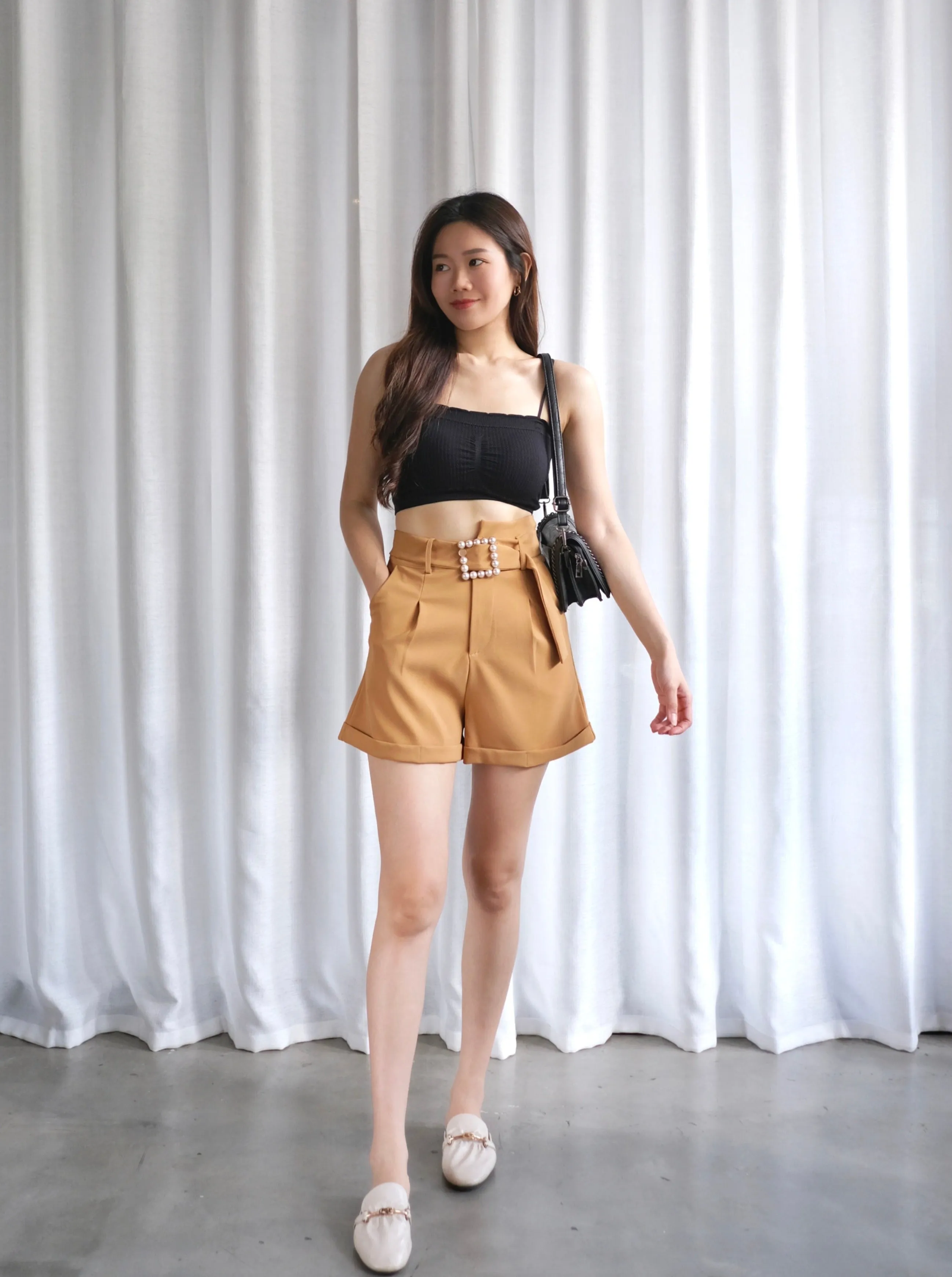 ACEWIN A-line Shorts with Pearl Belt (Size S-L) 501724