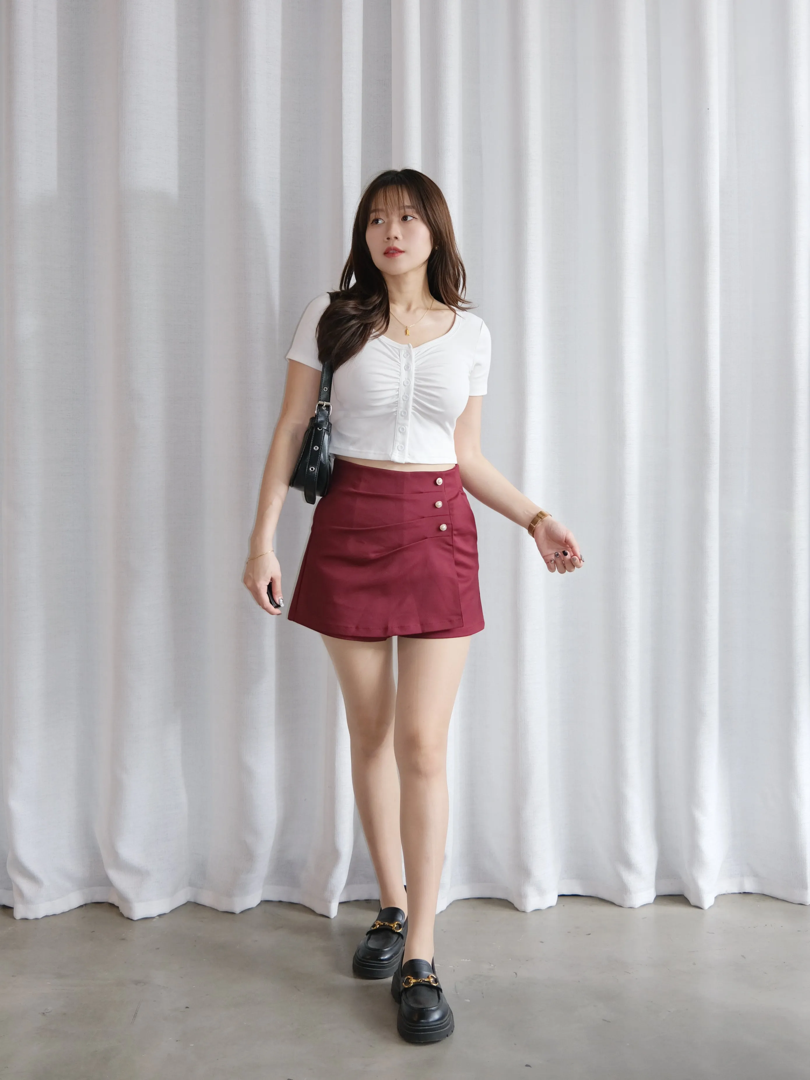 ACEWIN Pearl Button Detail Skort (Size S-XXL) 501783