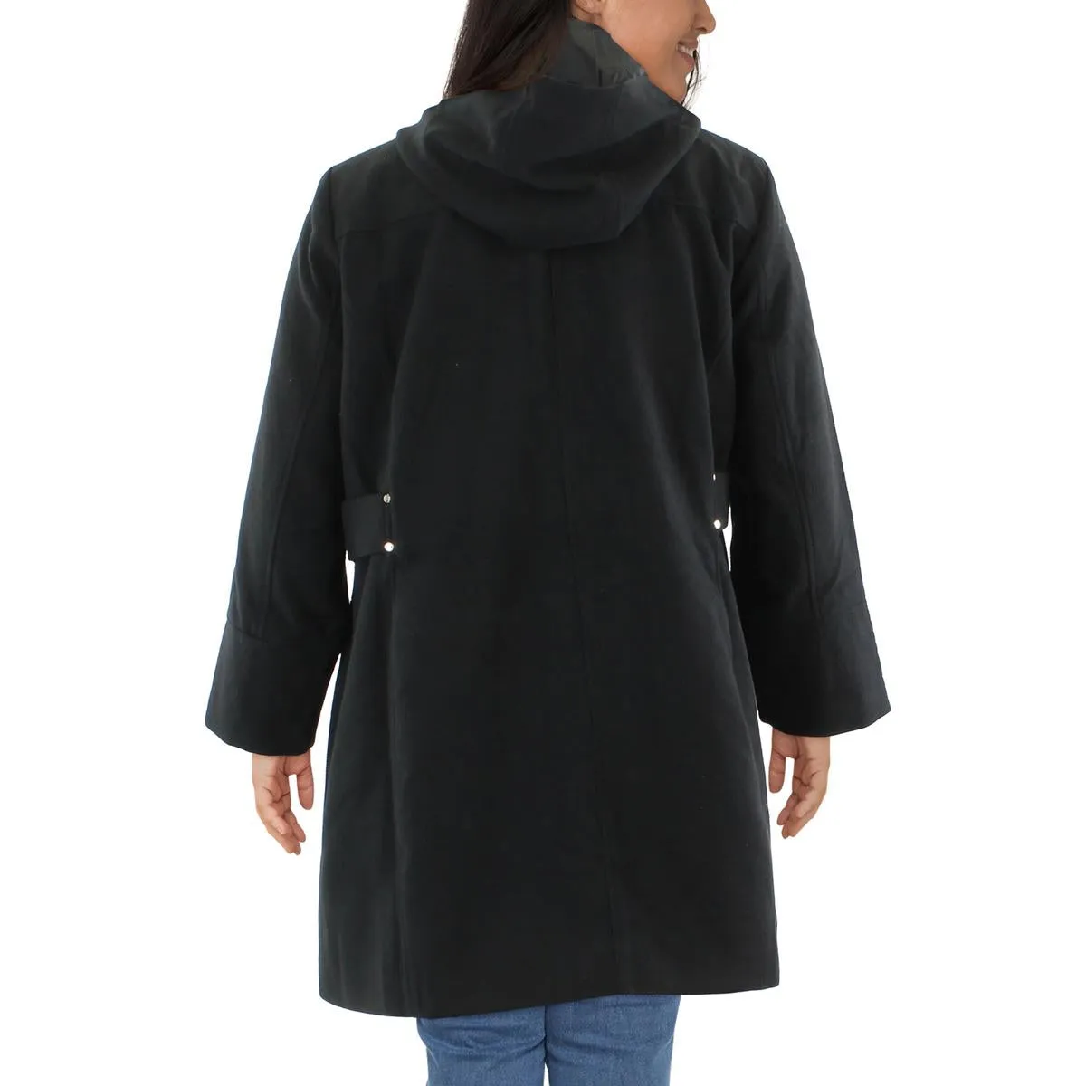 Avenue Womens Plus   Three Quarter Sleeve Heavy Wool Coat