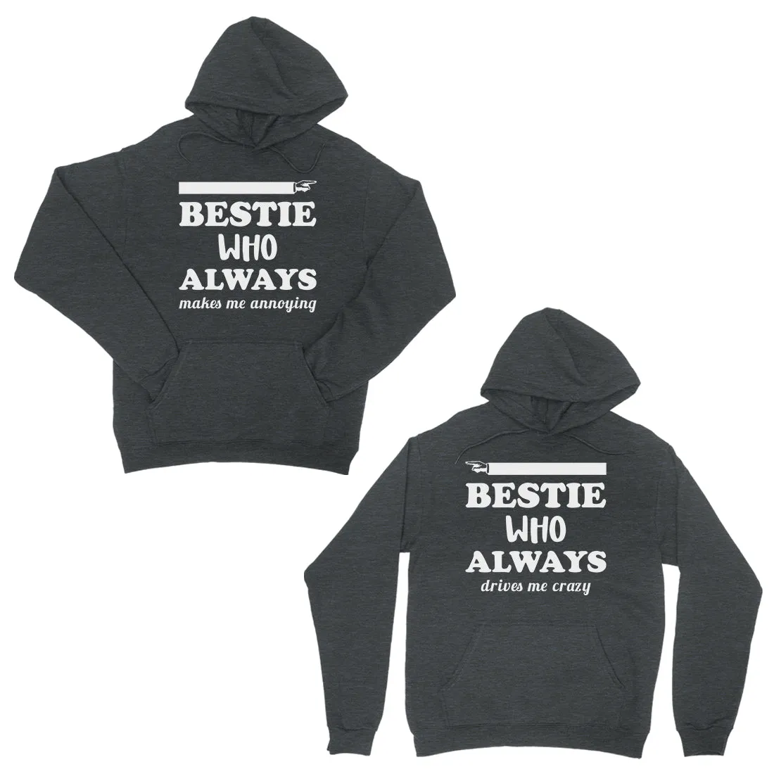 Bestie Always Matching Hoodies Dark Grey Funny BFF Christmas Gift