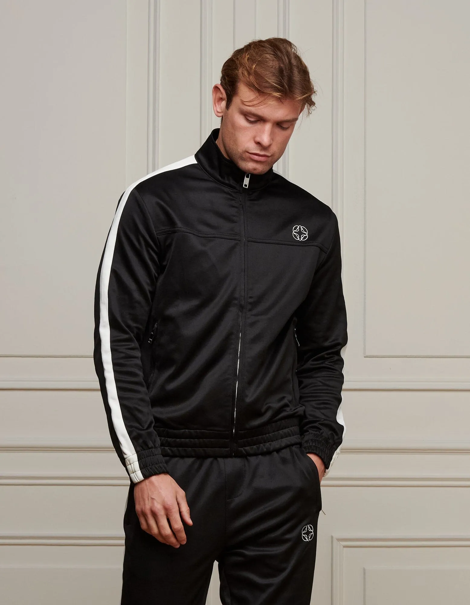 Black Contrast Stripe Track Jacket