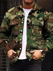 Camouflage Turndown Outdoor Street Long Sleeve Shirts Jacket