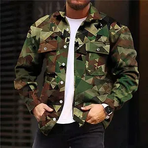 Camouflage Turndown Outdoor Street Long Sleeve Shirts Jacket