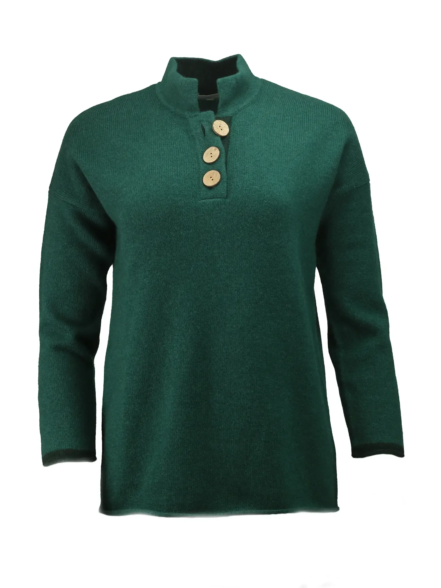 Cashmere and Merino High Collar Jumper | Myrtle Green