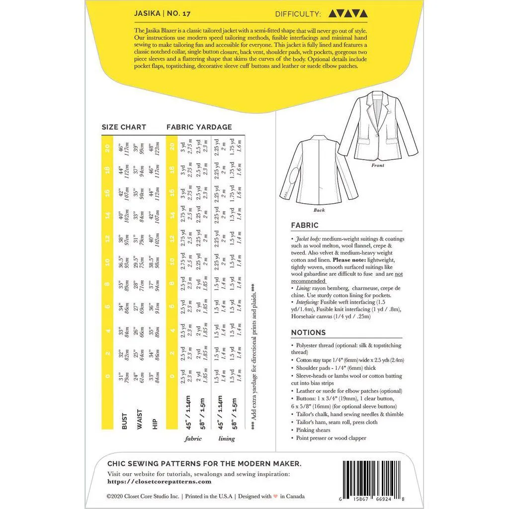 Closet Core Patterns - Jasika Blazer