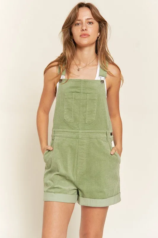 Corduroy Adjustable Shoulder Straps Camel Overalls