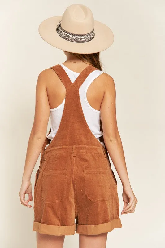 Corduroy Adjustable Shoulder Straps Camel Overalls