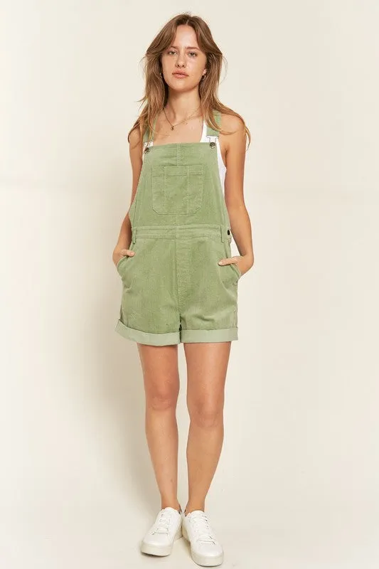 Corduroy Adjustable Shoulder Straps Camel Overalls