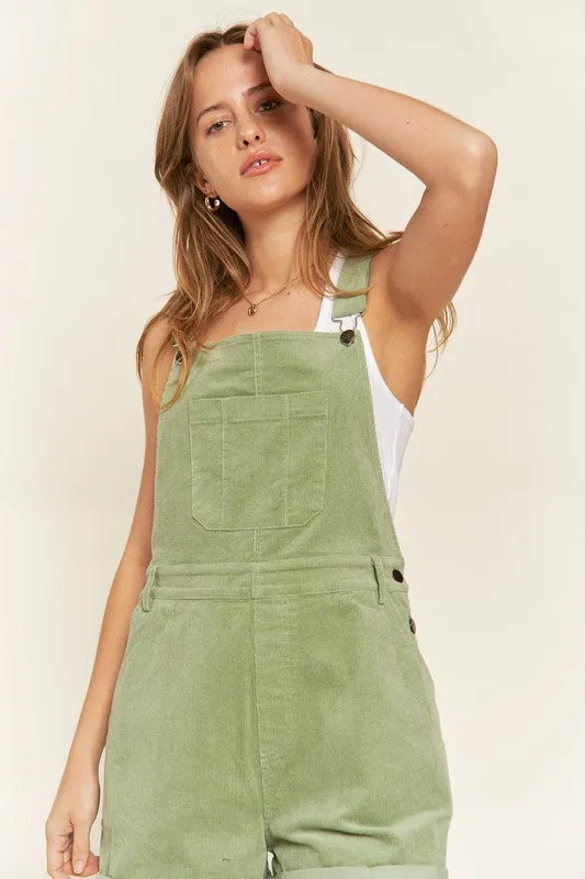 Corduroy Adjustable Shoulder Straps Camel Overalls