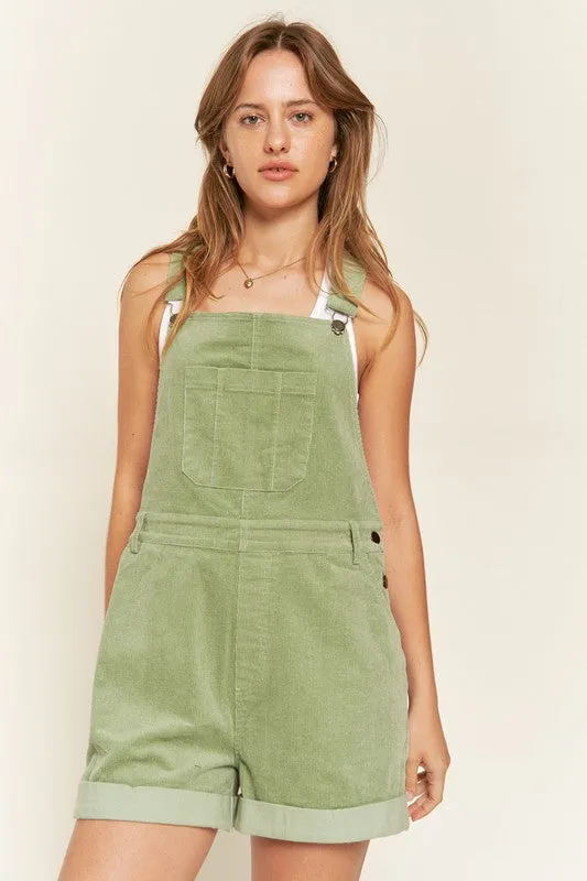 Corduroy Adjustable Shoulder Straps Camel Overalls