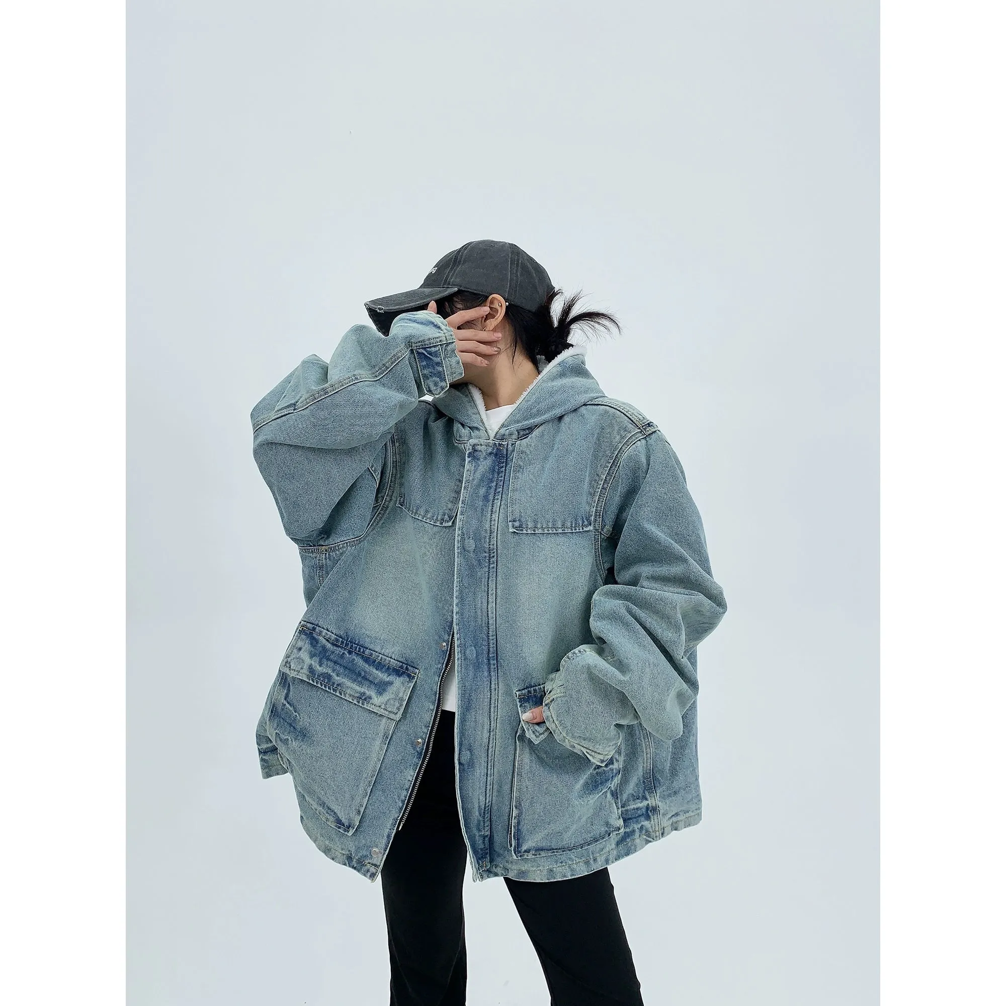 Denim Hooded Coat