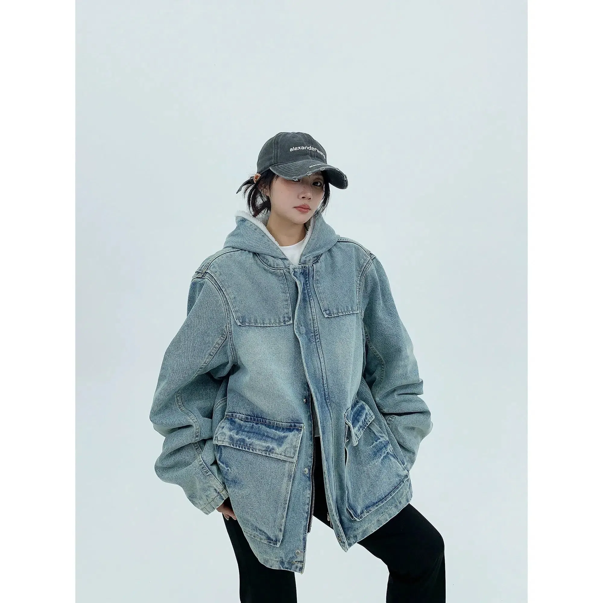 Denim Hooded Coat