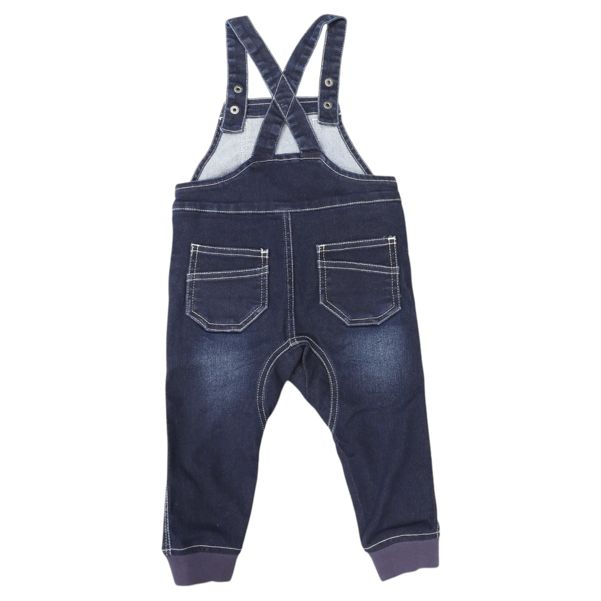 Denim Knit Overalls Dark Denim