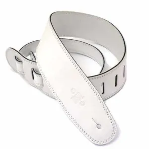 DSL GLG 25-14 2.5" Triple Ply Leather White/White - Guitar Strap