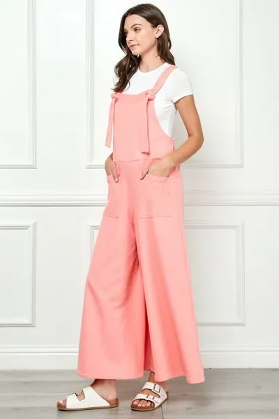 Explore More Collection - Veveret Wide Strap French Terry Overalls