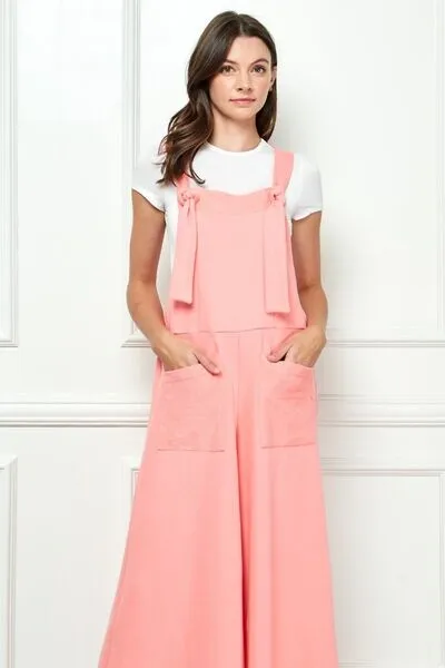 Explore More Collection - Veveret Wide Strap French Terry Overalls