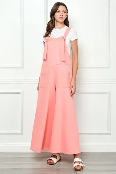 Explore More Collection - Veveret Wide Strap French Terry Overalls