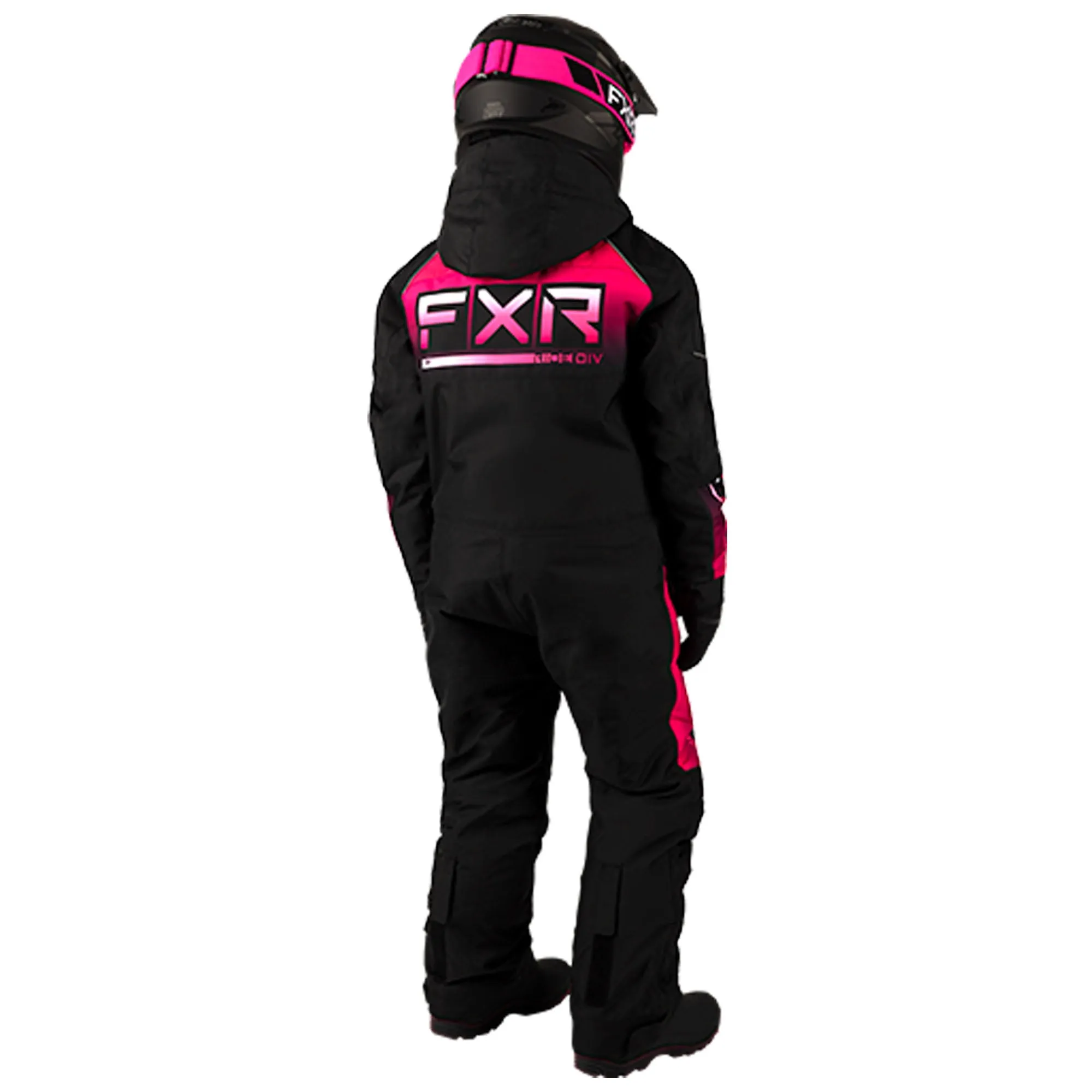 FXR Child Recruit Snowmobile Monosuit Black/Fuchsia Fade