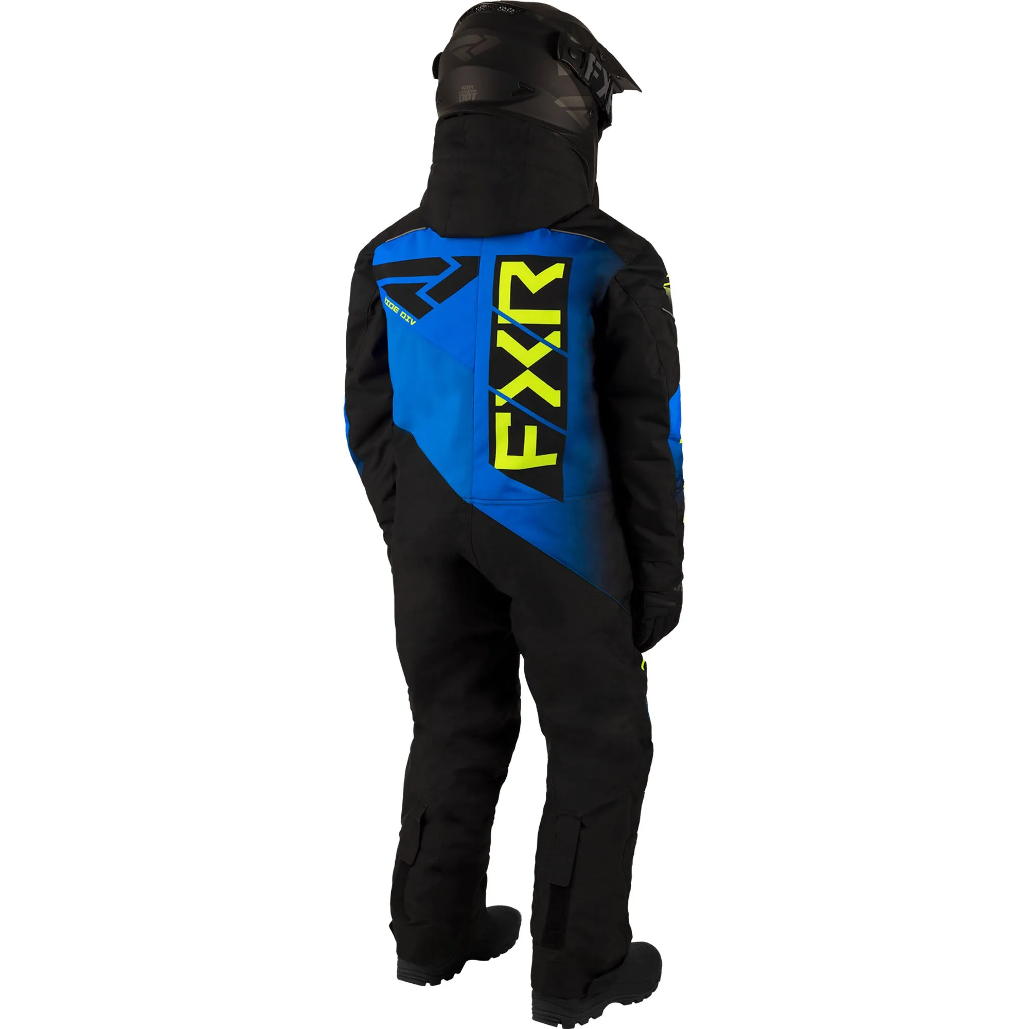 FXR Youth Helium Snowmobile Monosuit Black/Blue/HiVis