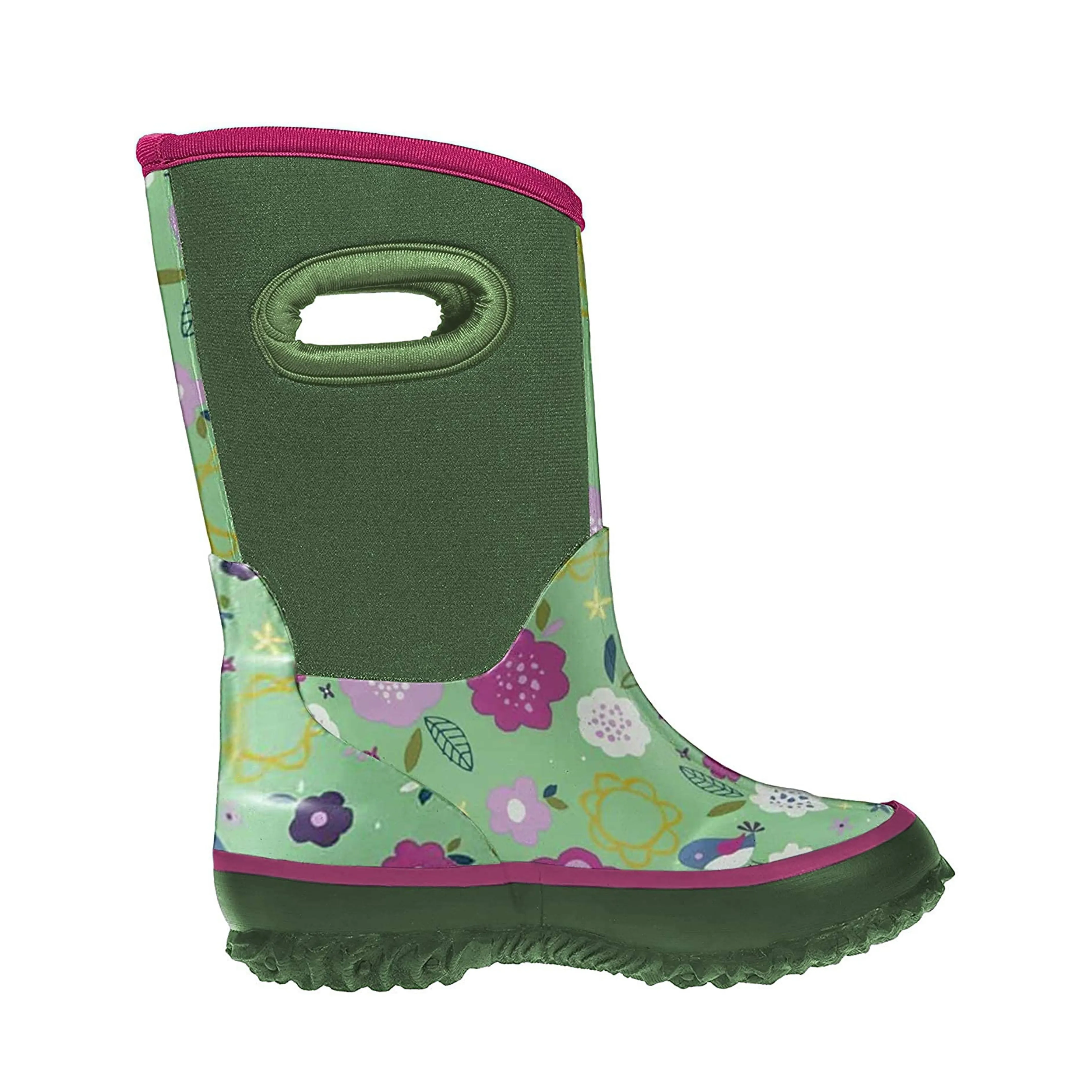 Green Floral Neoprene Rain/Snow Boots