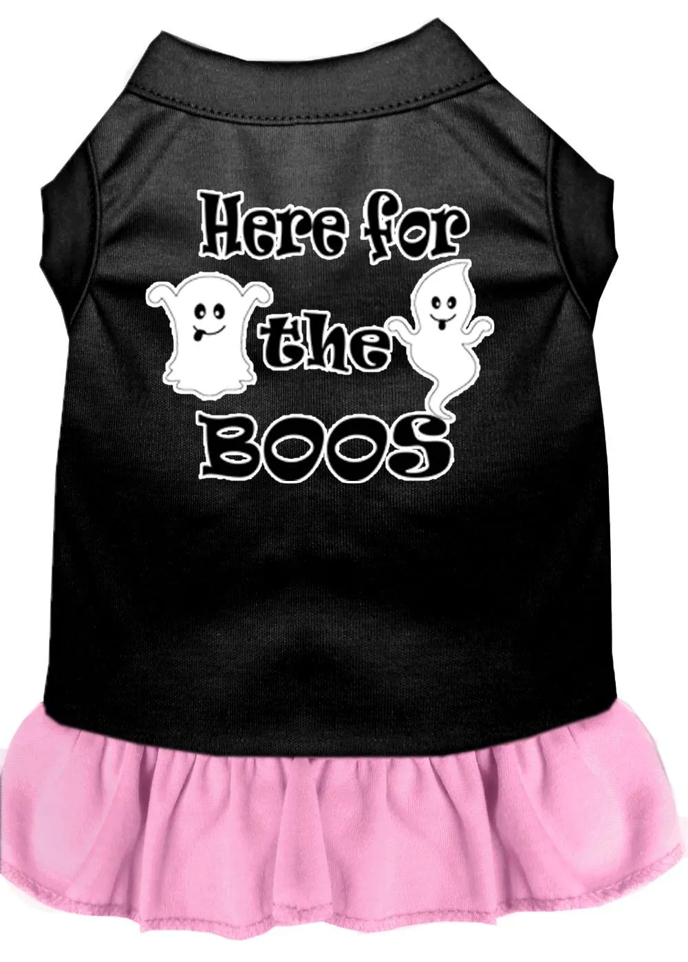 Here For The Boos Screen Print Dog Dress Black With Light Pink Xxl (18)