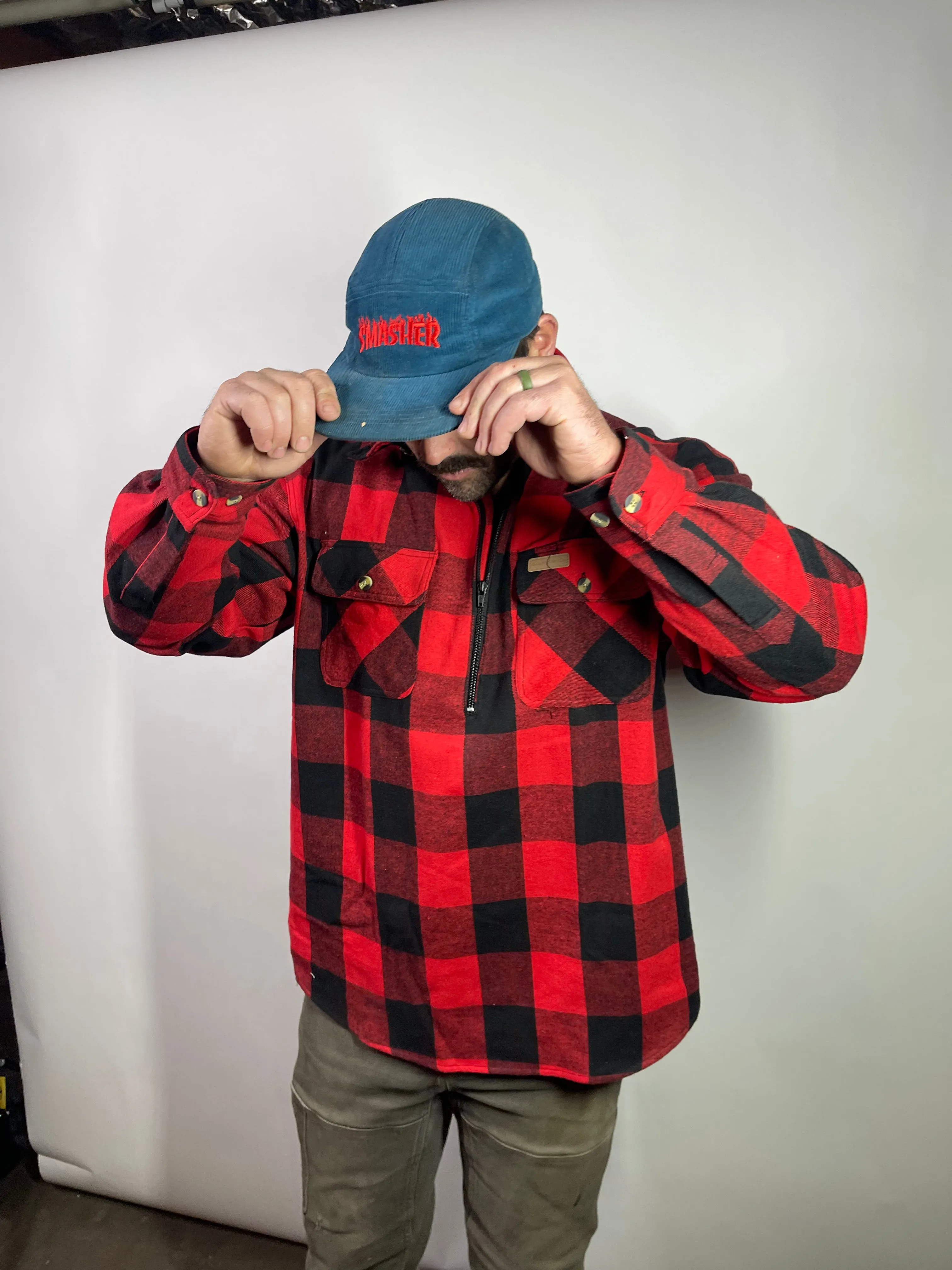 Hickory Shirt Co. Buffalo Flannel 1/4 zip - Red