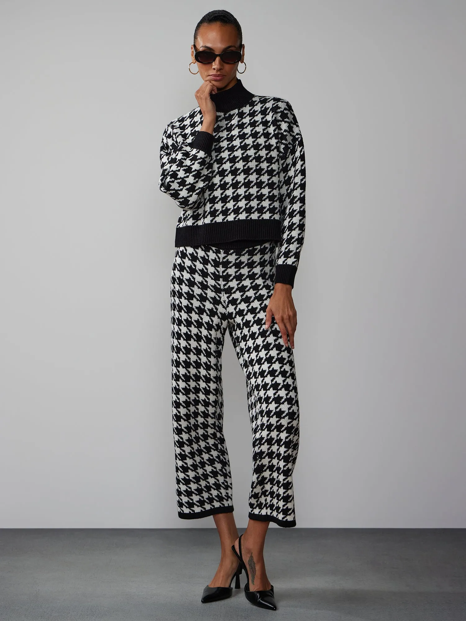 Houndstooth Sweater Knit Pant