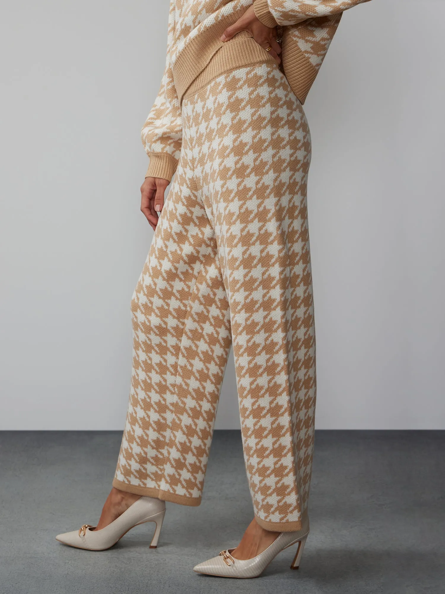 Houndstooth Sweater Knit Pant