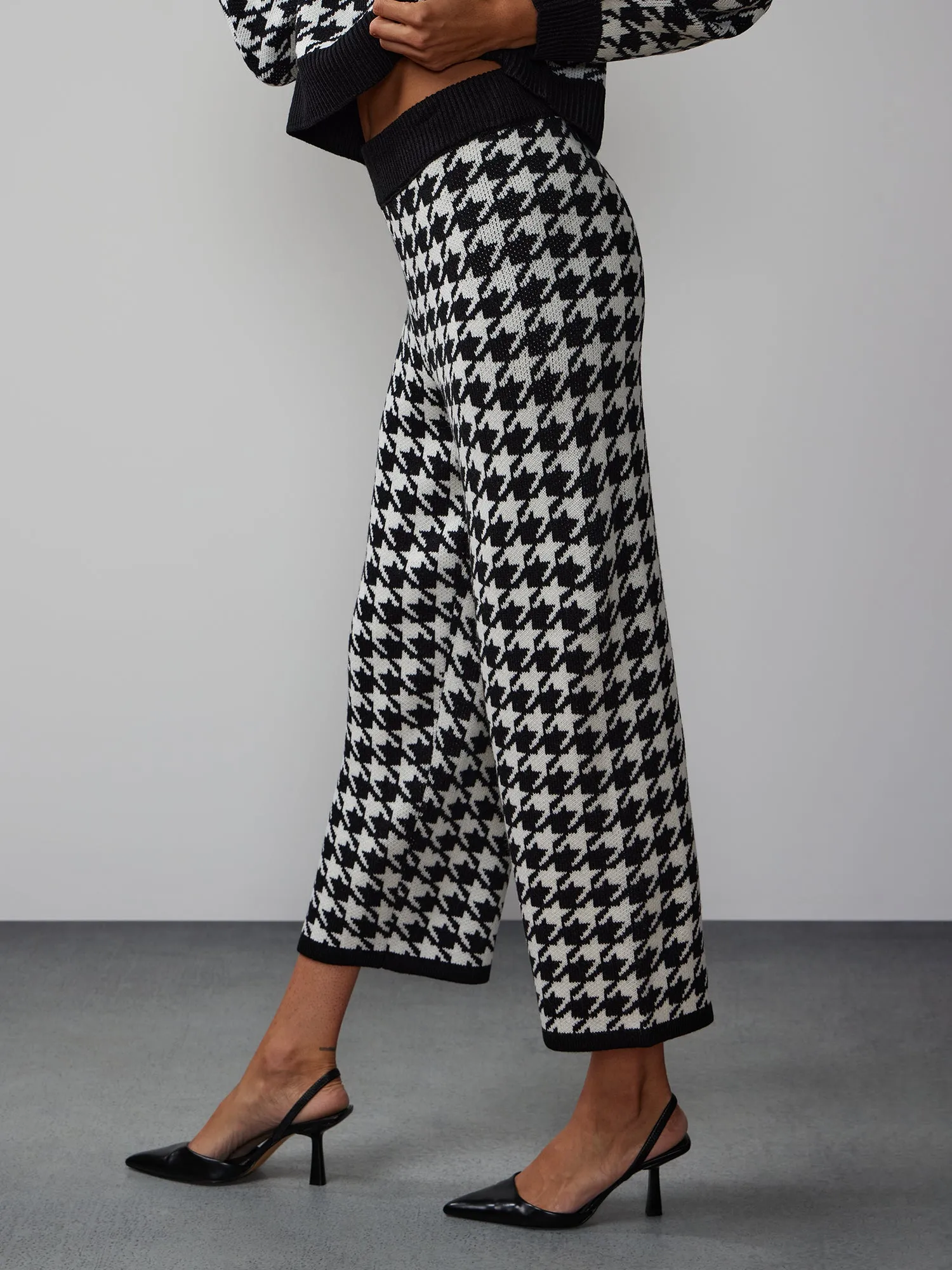 Houndstooth Sweater Knit Pant