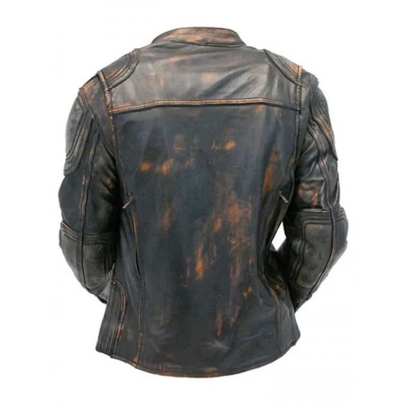 Ivinix Black Vintage Cafe Racer Leather Jacket