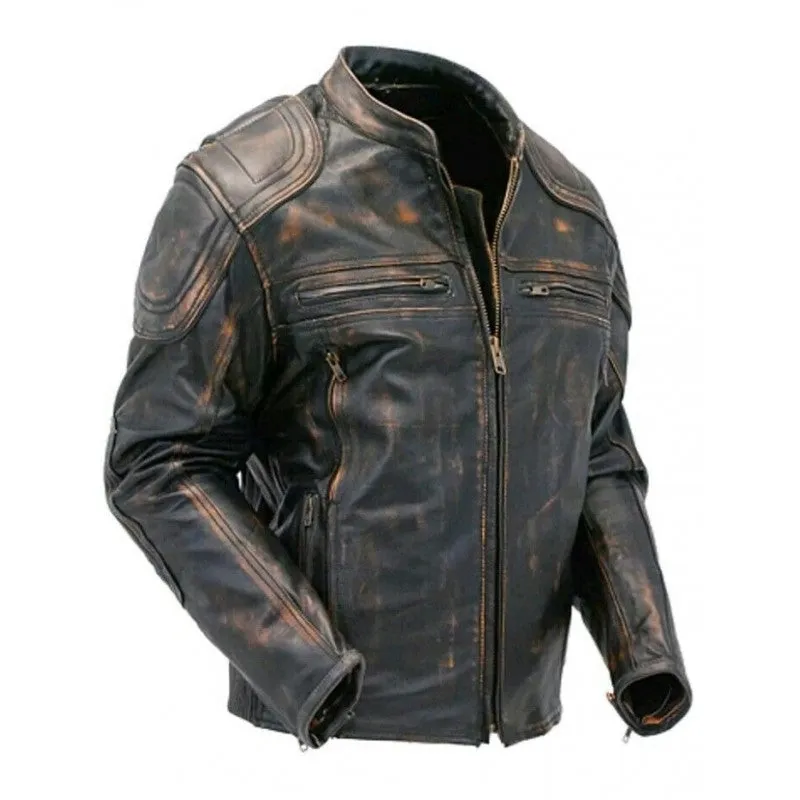 Ivinix Black Vintage Cafe Racer Leather Jacket