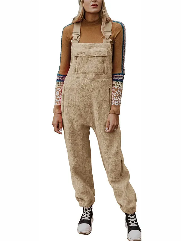 Ivyshape | Comfortable Fleece Overalls