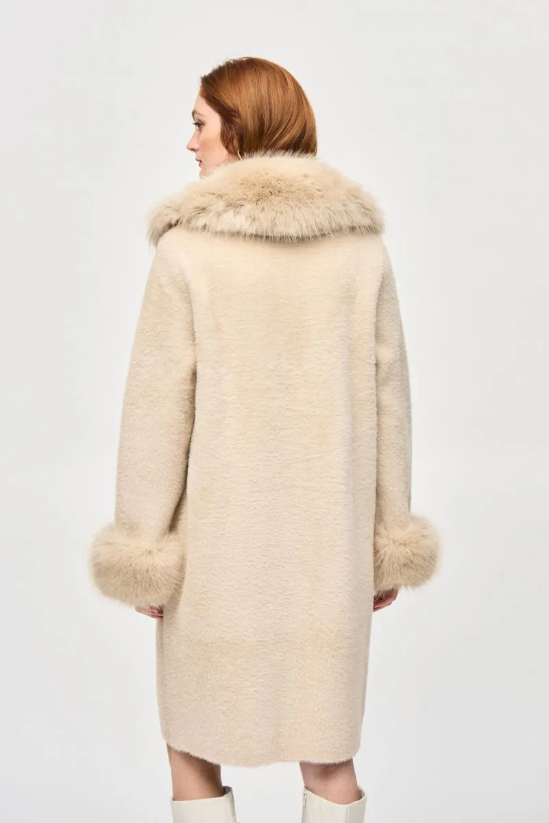 Joseph Ribkoff Detachable Faux Fur Trim Long Sleeve Coat 243923