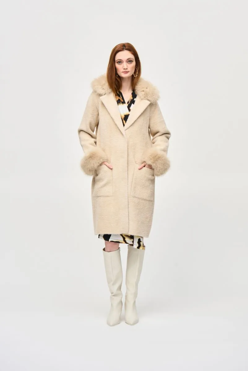 Joseph Ribkoff Detachable Faux Fur Trim Long Sleeve Coat 243923