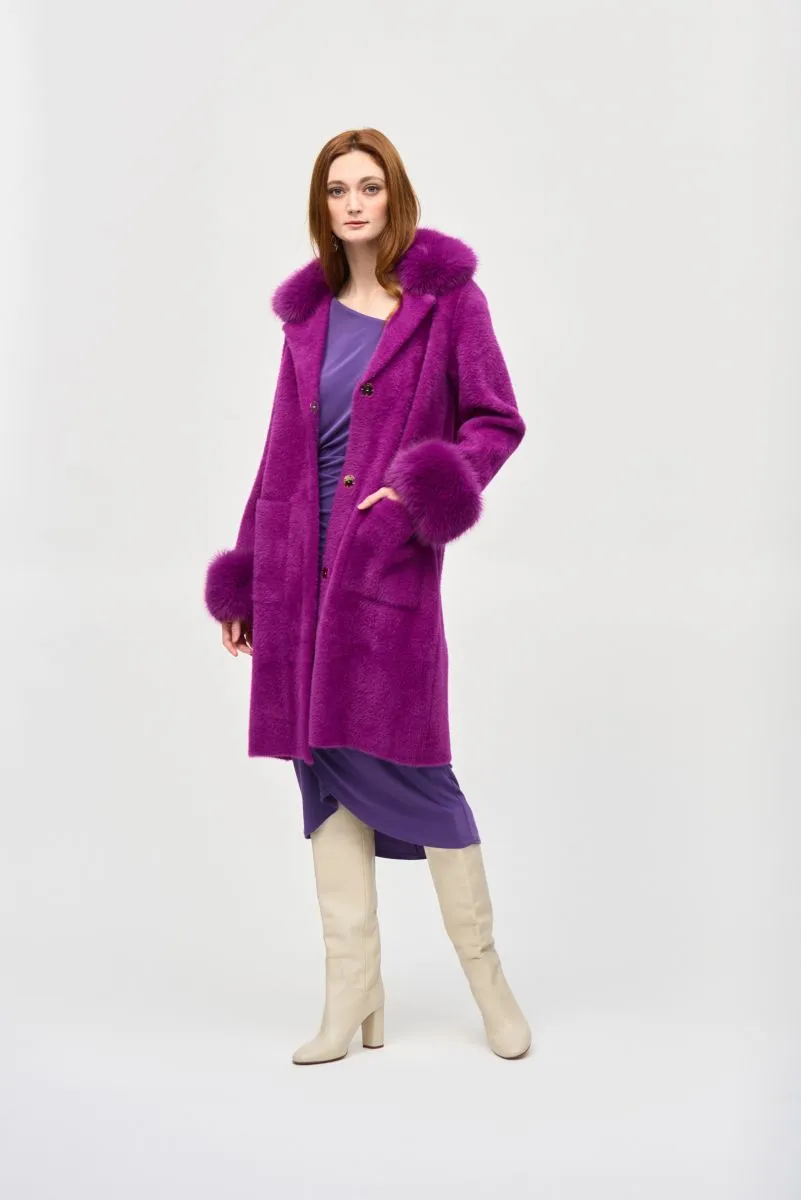 Joseph Ribkoff Detachable Faux Fur Trim Long Sleeve Coat 243923