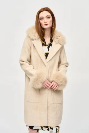 Joseph Ribkoff Detachable Faux Fur Trim Long Sleeve Coat 243923