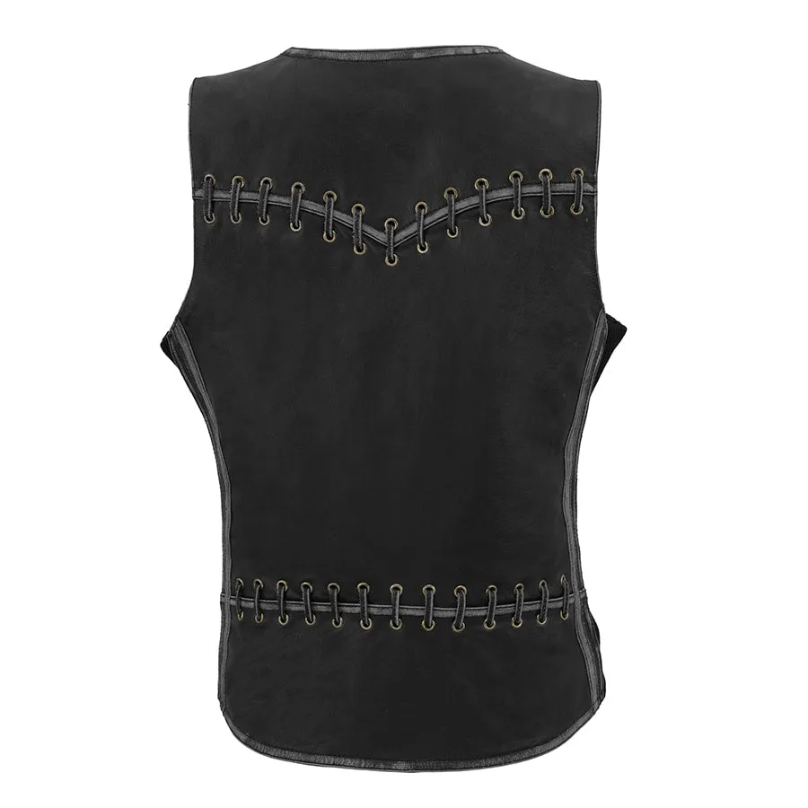 Ladies Classic Zip Up Vest with Lace