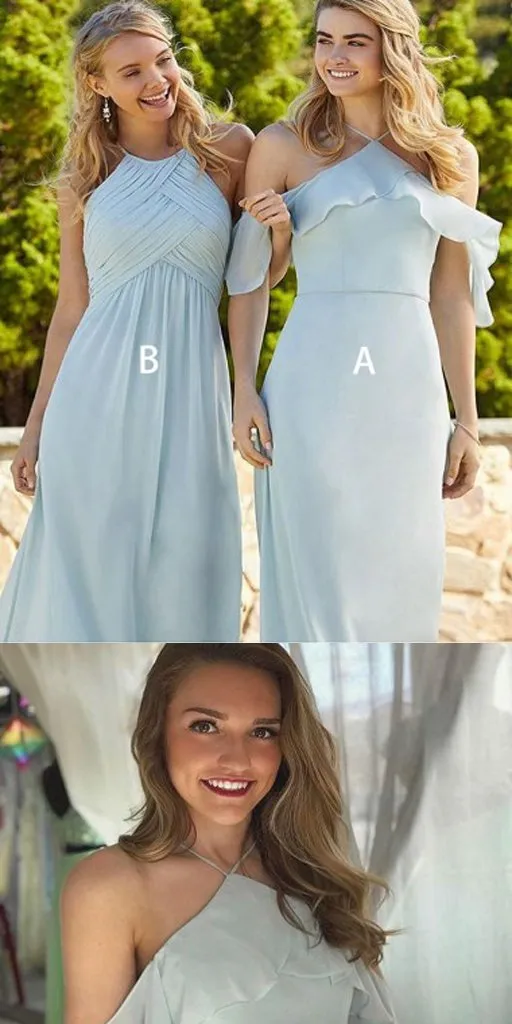 Light Blue Bridesmaid Dresses, Chiffon Bridesmaid Dresses,Cheap Bridesmaid Dresses,WGY0268