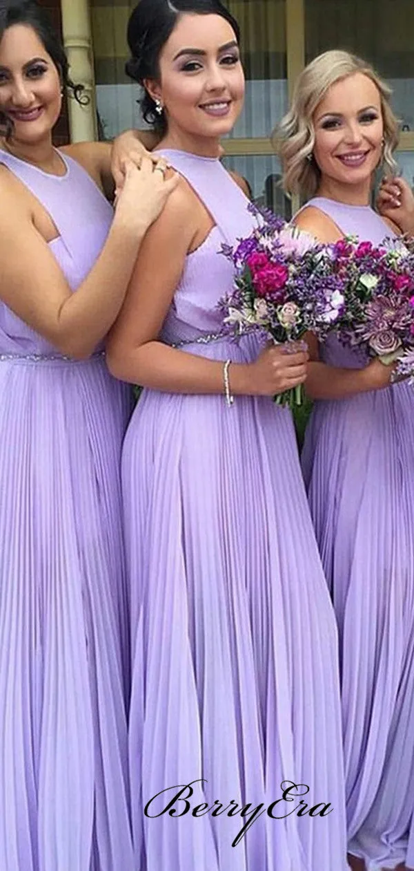 Light Purple A-line Bridesmaid Dresses, Chiffon Bridesmaid Dresses