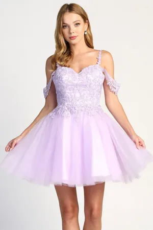 Light Purple Short A Line Cocktail Dress