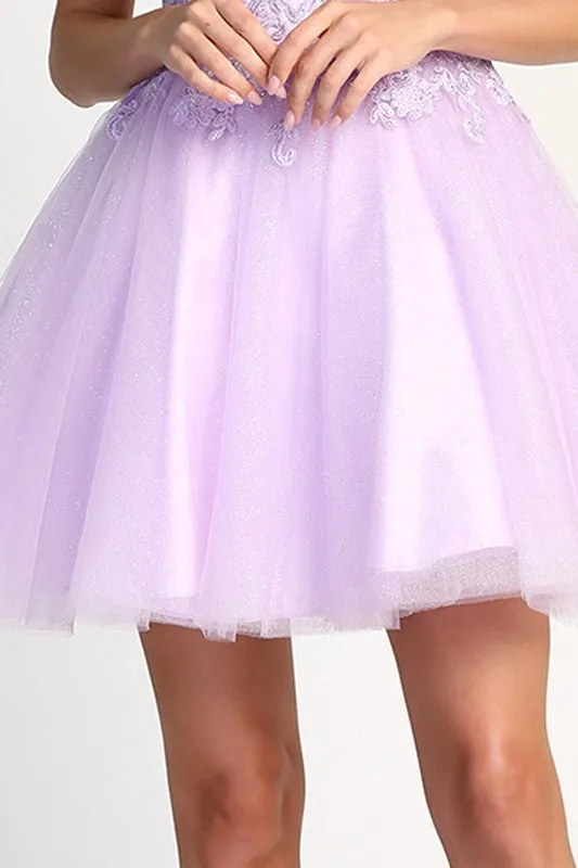 Light Purple Short A Line Cocktail Dress