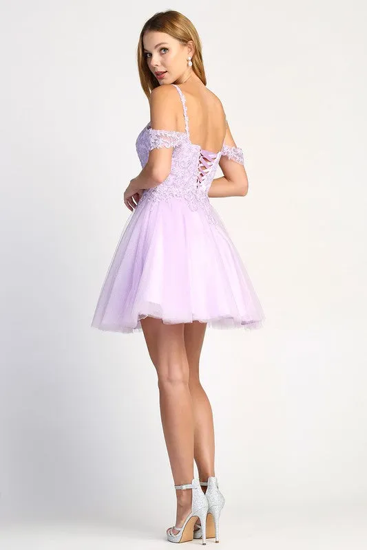 Light Purple Short A Line Cocktail Dress