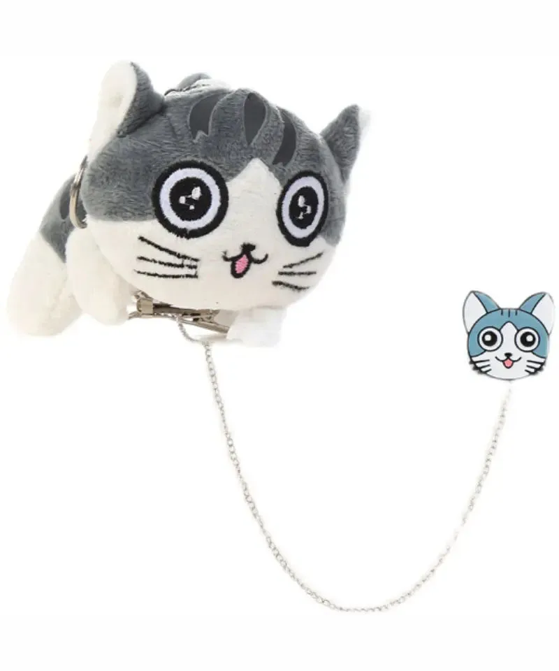 Lovely Light Grey Alloy Chain Smiling Face Little Cats Brooches ML1264