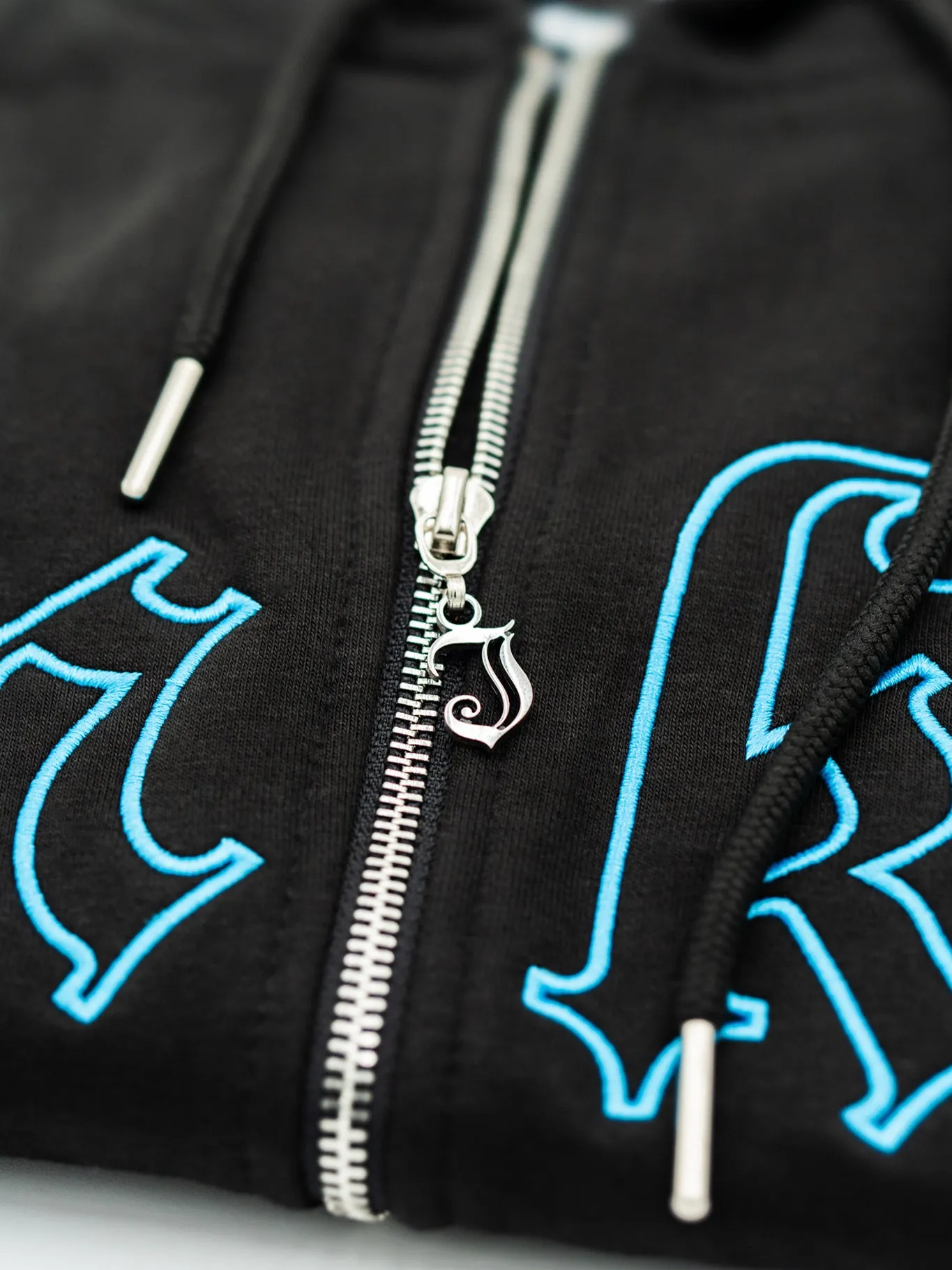 Men's Inked Embroidered Zip Up Hoodie - Black/Blue