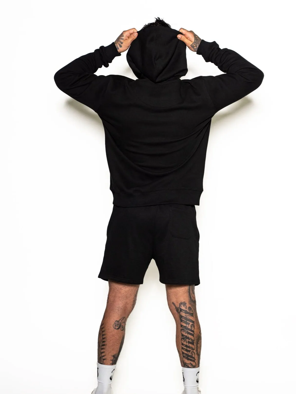 Men's Inked Embroidered Zip Up Hoodie - Black/Blue